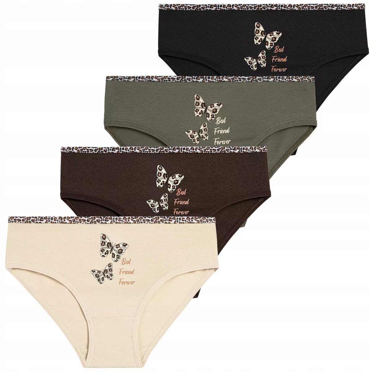 Majtki Dziewczęce Figi Bawełniane z Motylkiem Mix Kolor 4-pak MORAJ 134-140