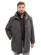 Płaszcze męskie - TOM TAILOR Plussize płaszcz wełniany męski, 30500 - Dark Grey Black Herringbone, XXL - miniaturka - grafika 1