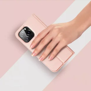 Etui do iPhone 15 Pro pokrowiec z klapką i portfelem Dux Ducis Skin Pro - różowe - Portfele - miniaturka - grafika 13