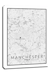 Manchester, OldTrafford mapa czarno biała - obraz na płótnie Wymiar do wyboru: 40x60 cm - Obrazy i zdjęcia na płótnie - miniaturka - grafika 1