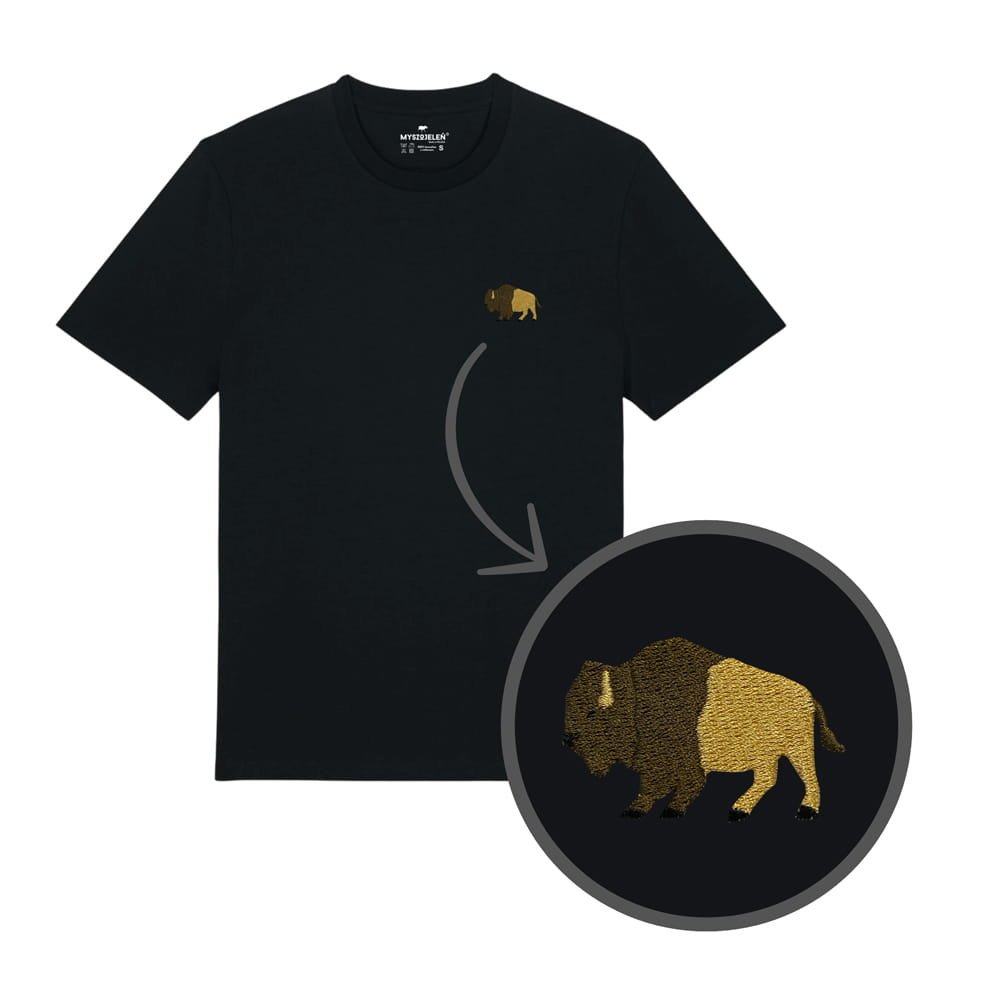 Haftowany T-shirt - ŻUBR - czarny 3XL