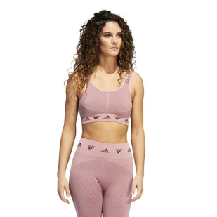 Biustonosz damski adidas  Aeroknit Light Support Bra Legacy Burgundy S - Bielizna sportowa damska - miniaturka - grafika 1