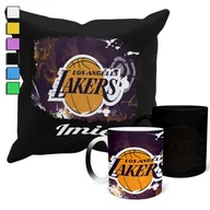 Gadżety dla niej i dla niego - ZESTAW KUBEK MAGICZNY + POSZEWKA Z PODUSZKĄ- NBA LA LAKERS KLUBY + IMIĘ - miniaturka - grafika 1