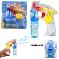 Bańki mydlane - WYRZUTNIA BANIEK pistolet na BAŃKI MYDLANE dwa płyny ŚWIATŁA LED - miniaturka - grafika 1