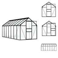 Szklarnie ogrodowe - vidaXL Szklarnia z podmurówką antracyt aluminium 8,17 m² - Szklarnie - miniaturka - grafika 1