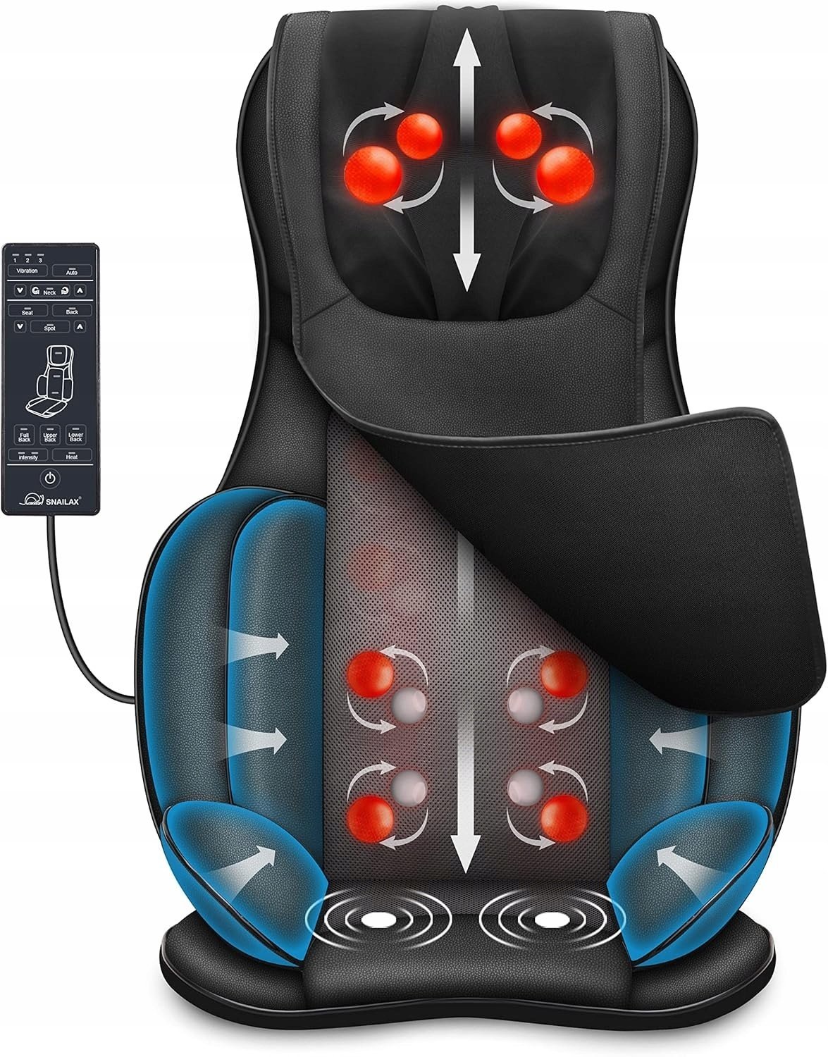 Alpha Snailax Shiatsu poduszka do masażu pleców karku ramion z ciepłem