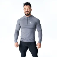 Koszulki sportowe męskie - Męska koszulka techniczna Olimp – Men Functional Zip Longsleeve-XL - miniaturka - grafika 1