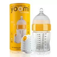 Butelki dla niemowląt - Yoomi Butelka Antykolkowa 240 ml ze Smoczkiem i Podgrzewaczem Musztardowa 5060233560165 - miniaturka - grafika 1