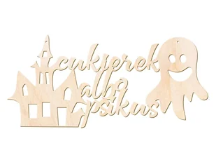 PartyShow Zawieszka drewniana Cukierek albo Psikus - 28 cm - 1 szt. - Ozdoby bożonarodzeniowe - miniaturka - grafika 1