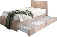 Łóżka dla dzieci i młodzieży - Łóżko młodzieżowe VIVO 2 100x200 beżowe z tapicerowanym panelem i szufladą MKPOL - miniaturka - grafika 1