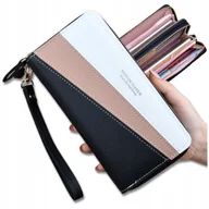 Portfele - Portfel Skórzany Damski Czarny Na Prezent Duży Pojemny Poziomy - miniaturka - grafika 1