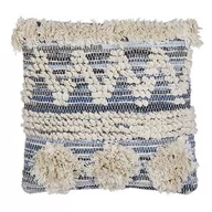 Poduszki dekoracyjne - Bawełniana Poduszka Dekoracyjna Geometryczny Wzór 45 X 45 Cm Beżowo-niebieska Eytelia - miniaturka - grafika 1