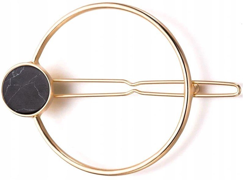 Złota Klamra Spinka Do Włosów KOŁO Marmur