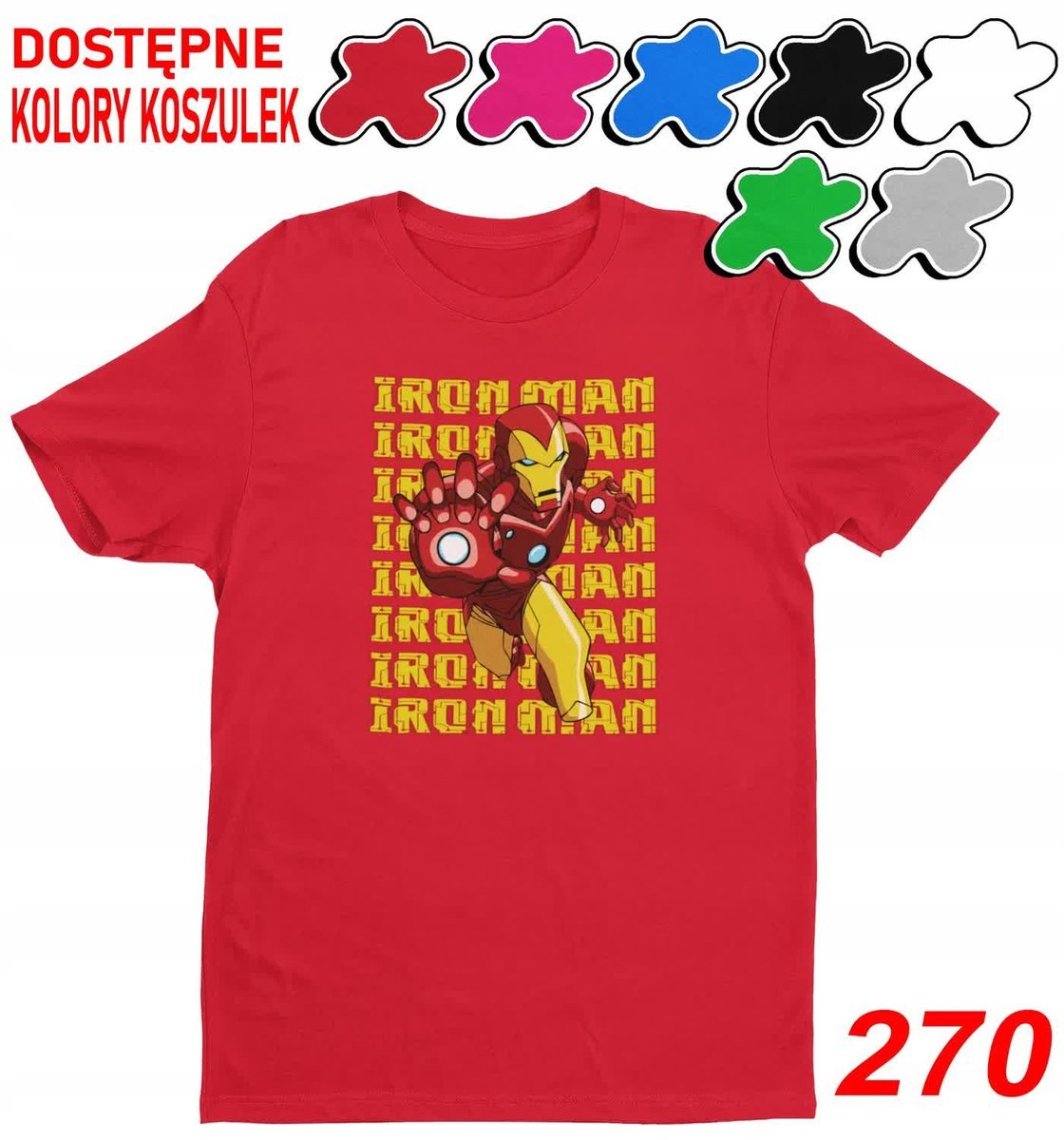 Dziecięca Koszulka T-Shirt Z Nadrukiem Wybór Anengers Iron Man -M 134-140
