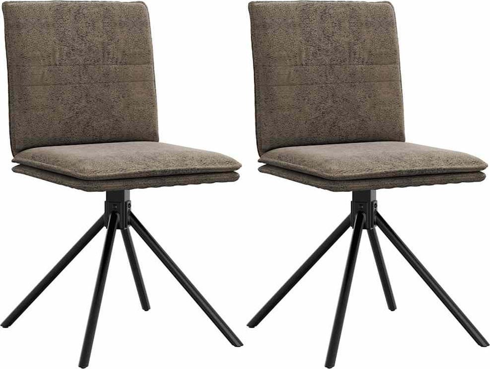 Krzesło do jadalni ciemnoszare ze sztucznej skóry zamszowej