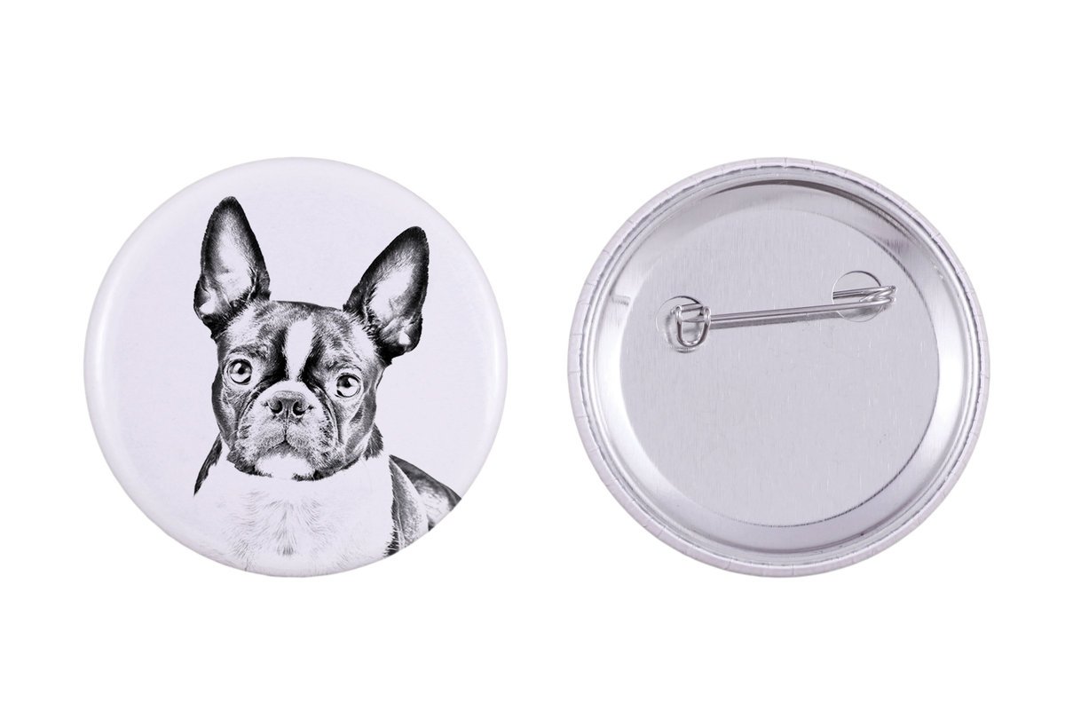 Boston Terrier, Boston Bull Terrier - przypinka z twoim psem, dodaj własne foto, marka Art-Dog