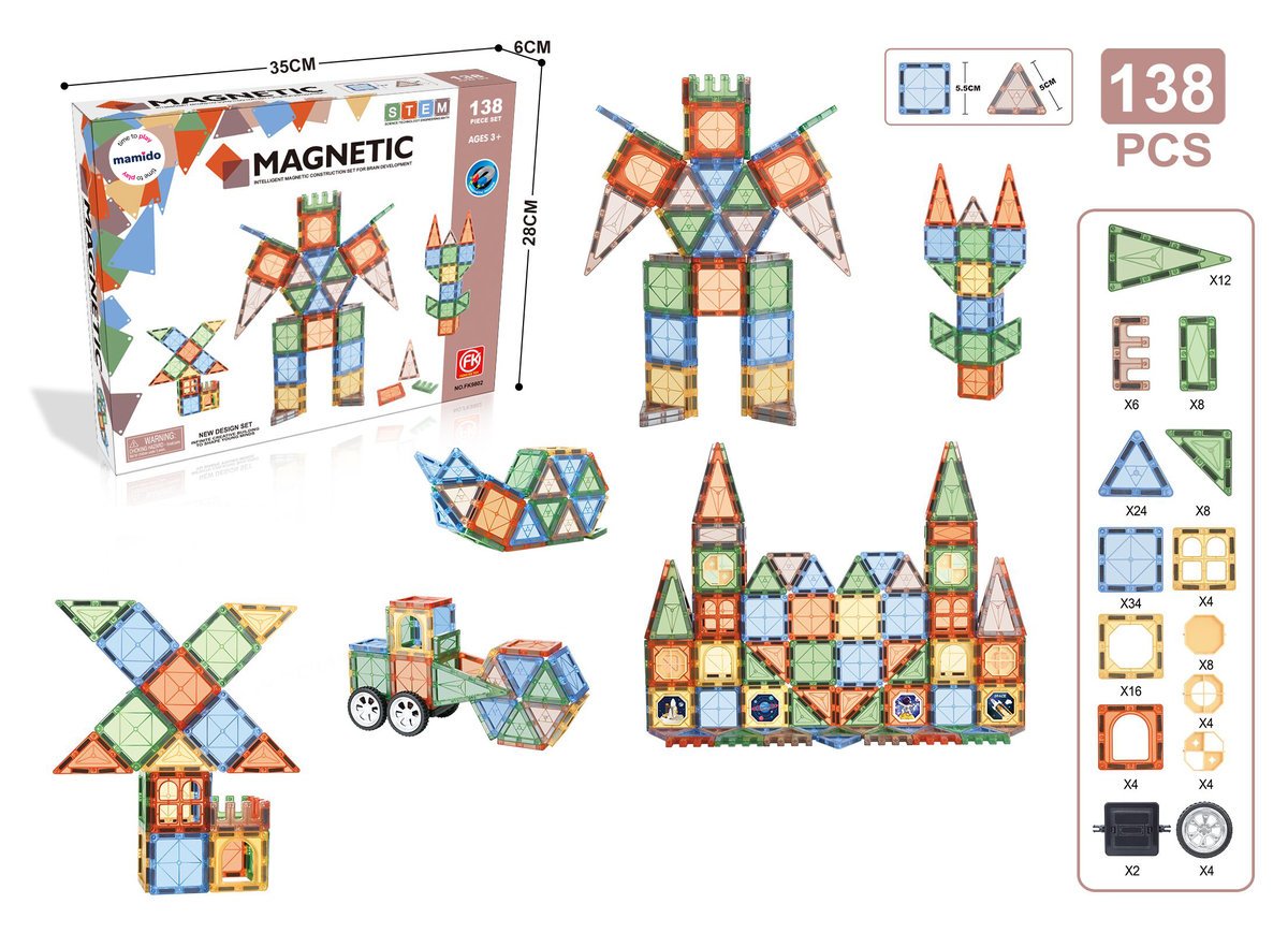 Magnetyczna zabawka konstrukcyjna Magnetic transformer 138 elementów