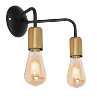 Lampy ścienne - Luminex Brenda 1065 kinkiet lampa ścienna 2x60W E27 czarny/złoty - miniaturka - grafika 1