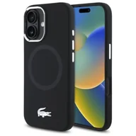 Etui i futerały do telefonów - Etui LACOSTE Silicone Croco Logo MagSafe do Apple iPhone 16 Czarny - miniaturka - grafika 1