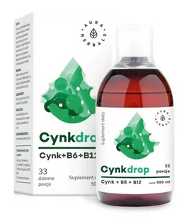 AURA HERBALS Aura Globe Trade Cynkdrop Cynk + B6 + B12 500ml - suplement diety - Witaminy i minerały - miniaturka - grafika 1