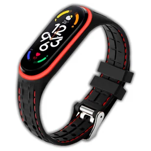 Opaska pasek sportowy Vanfone do Xiaomi Mi Band 5/6/7, czarno-czerwony - Akcesoria do smartwatchy - miniaturka - grafika 1