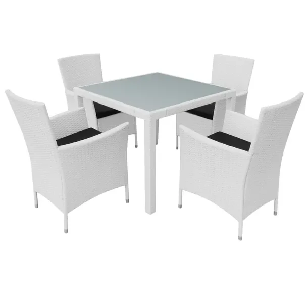 Zestaw Mebli Ogrodowych Polirattanowych Kremowy 90x90x75 cm, Czarne Poduszk