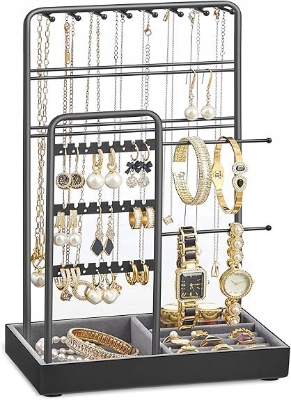 STOJAK NA BIŻUTERIĘ ORGANIZER NA KOLCZYKI PIERŚCIONKI ELEGANCKI