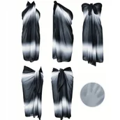 Bluzki damskie - PAREO PLAŻOWE LETNIA TUNIKA PLAŻOWA ZWIEWNA SUKIENKA NARZUTKA NA PLAŻĘ LATO CZARNA - miniaturka - grafika 1