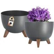 Donice - Misa na kwiaty z nóżkami antracyt Luri 29 cm, 2 szt. - miniaturka - grafika 1