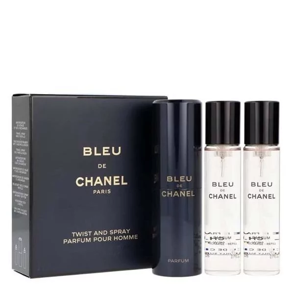 Chanel Bleu Parfum 3x20ml Twist And Spray + Ozdobny Atomizer