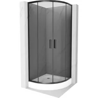 Kabiny prysznicowe - Mexen Rio kabina prysznicowa półokrągła 70x70 cm, grafit, czarna + brodzik Rio, biały - miniaturka - grafika 1