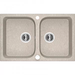 Laveo SBC 420T Zlewozmywak granitowy2 komoryWymiary 480x760x184 mm Wymiar szafki 800 mmWyko$143czenie be$144W zestawie z syfonem Space Saving i korkiem automatycznym - Zlewozmywaki - miniaturka - grafika 1