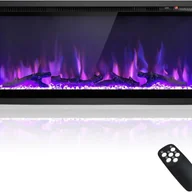 Kominki elektryczne - GIANTEX Kominek Elektryczny Ścienny 750 W/1500 W, Efekt Płomienia w 9 Kolorach, Kominek Grzewczy 91,5 cm, Regulowana Temperatura 18–28 ℃, Timer - miniaturka - grafika 1