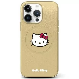 Etui HELLO KITTY Leather Kitty Head do Apple iPhone 15 Złoty - Etui i futerały do telefonów - miniaturka - grafika 1