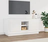 Szafki RTV - Szafka pod TV biały wysoki połysk 102x35x45 cm materiał drewnopochodny - miniaturka - grafika 1