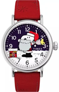 Zegarek Zegarek Timex TW2W44400 x Peanuts Standard Snoopy Santa 40mm Leather Strap - Zegarki męskie - miniaturka - grafika 1