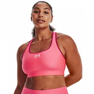 Biustonosze - Biustonosz treningowy Under Armour UA HeatGear Mid Padless - różowy - miniaturka - grafika 1