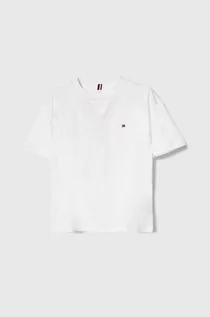 Koszulki dla chłopców - Tommy Hilfiger t-shirt bawełniany dziecięcy kolor biały gładki - grafika 1