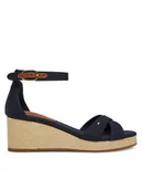 Sandały damskie - Tommy Hilfiger Sandały Flag Criss-Cros Mid Wedge Espad FW0FW08481 Granatowy - miniaturka - grafika 1