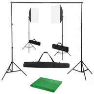 Lampy studyjne - vidaXL Lampa studyjna Fotograficzny zestaw studyjny z lampami softbox i tłem 3055060 - miniaturka - grafika 1