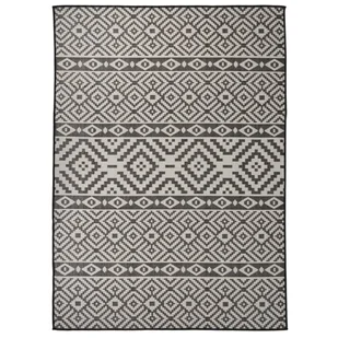 vidaXL Dywan zewnętrzny o płaskim splocie, 200x280 cm, czarne pasy - Dywany zewnętrzne - miniaturka - grafika 1