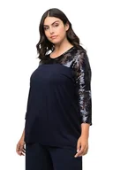 Koszulki i topy damskie - Ulla Popken Damska koszulka z cekinami, morski, 42/44 - miniaturka - grafika 1