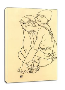 Woman and Girl Embracing, Egon Schiele - obraz na płótnie Wymiar do wyboru: 40x60 cm - Obrazy i zdjęcia na płótnie - miniaturka - grafika 1