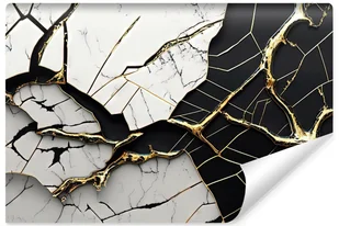 Fototapeta Do Biura ABSTRAKCJA Czarno-Biały Marmur Efekt 3D 300cm x 210cm - Fototapety - miniaturka - grafika 1