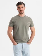 Koszulki męskie - Bawełniana męska koszulka z nadrukiem w militarnym stylu jasnooliwkowa V2 OM-TSWT-0202 XXL - miniaturka - grafika 1