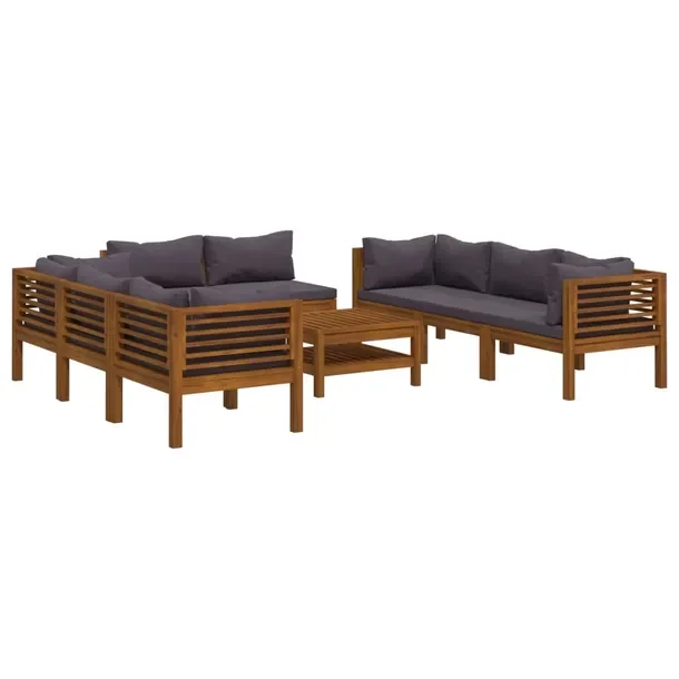 Zestaw Mebli Ogrodowych z Drewna Akacjowego, Stolik 65x65x35 cm, Sofy, Ciem