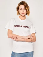 Koszulki i topy damskie - Manila Grace T-Shirt T169CU Biały Regular Fit - miniaturka - grafika 1