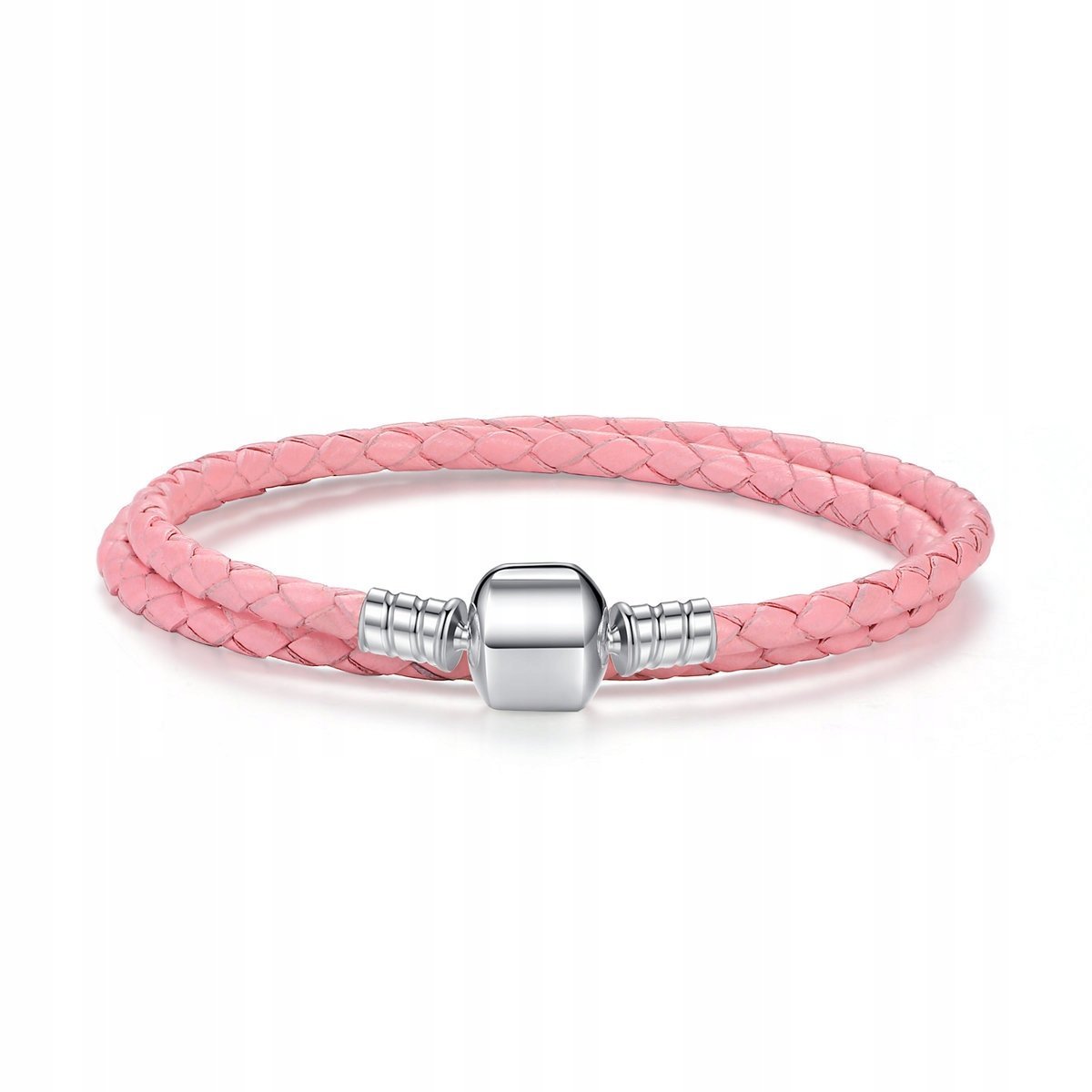 BRANSOLETKA SREBRNA PODWÓJNA CHARMS 18 CM SKÓRA