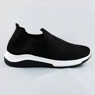 Buty sportowe damskie - Ażurowe buty damskie z cyrkoniami czarne (c1057) - COLIRES - miniaturka - grafika 1