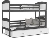 Łóżka dla dzieci i młodzieży - Łóżko piętrowe 190x80 szare białe MATEUSZ 3 - miniaturka - grafika 1